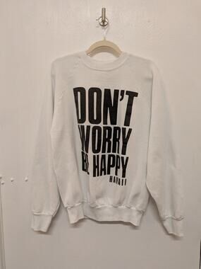 Vintage 80's Miller Don't Worry Be Happy Hawaii Crewneck Sweatshirt White XL